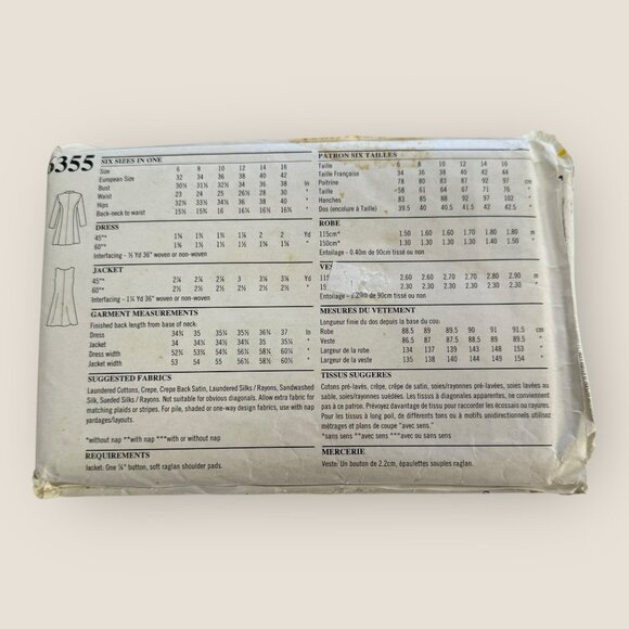 Vintage 1990s New Look Sewing Pattern 6355 Misses Dress and Jacket Size 6-16 - Picture 2 of 2